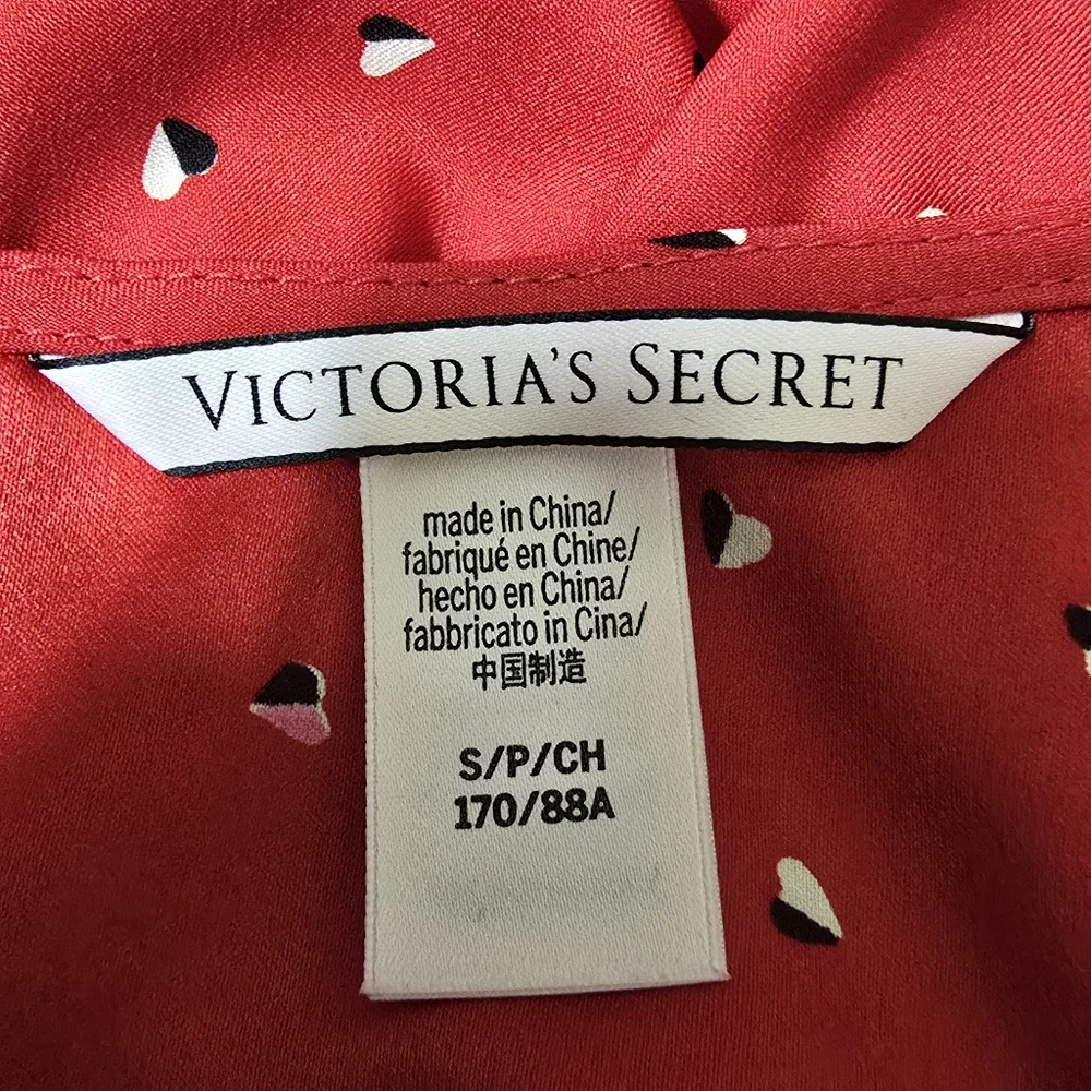 VICTORIA'S SECRET size Small Heart Print Sleep Lounge V Neck Romper Red - Picture 10 of 12